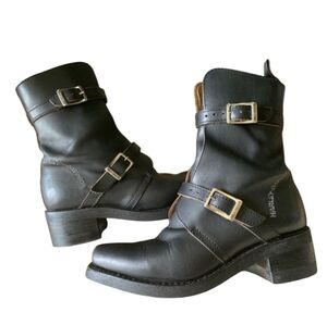 Harley-Davidson Black Leather Combat Boots